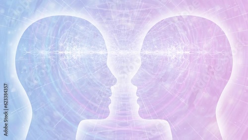 Couple connected at the Third Eye with Energy illustration, Meditation Animation, Visualization, Video