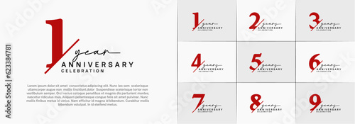 set of anniversary logo with red and black color can be use for celebration