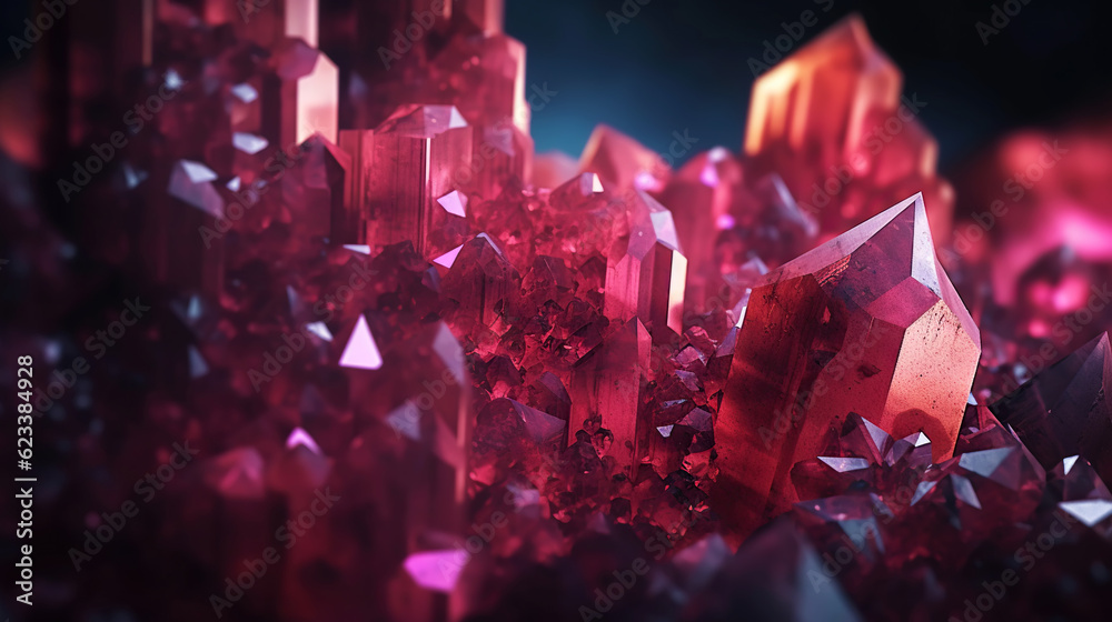 Amazing bright and shiny Cobaltocalcite crystal cluster background. Jewel mineral detailed macro. Generative AI Amazing bright and shiny Cobaltocalcite crystal cluster background. Jewel mineral detailed macro. Generative AI