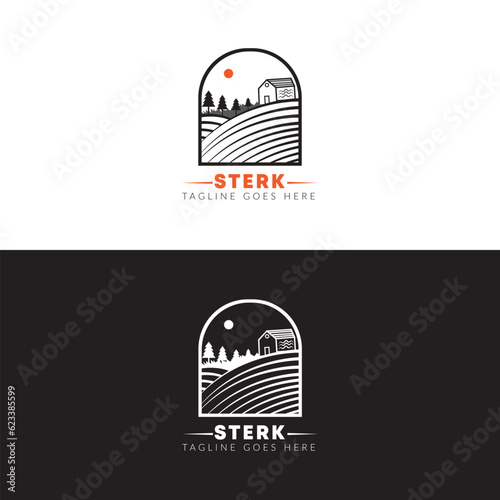 Streak logo/ Field logo/ nature logo/ old house logo