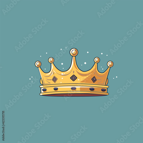 Crown on a blue background. Vector graphic.