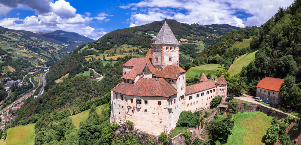 Northern Italy travel and landmarks. majestic medieval castle Trostburg - The South Tyrolean Castles Museum in Valle Isacro
