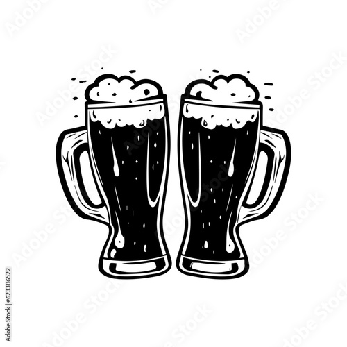 Glass of beer, beer mug icon, logo, isolated on white background, vector illustration.