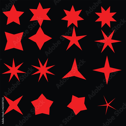 Yellow, gold, orange sparkles symbols vector. The set of original vector stars sparkle icon. Bright firework, decoration twinkle, shiny flash. Glowing light effect stars and bursts collection. Vector 