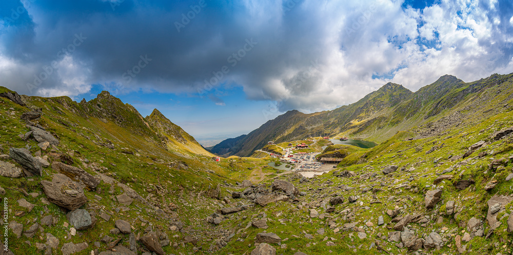 Panoramic view of glacial Lake Balea Panoramic view of glacial Lake Balea