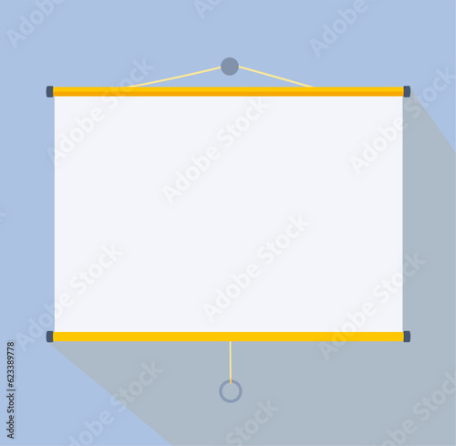 Screen projector or white slide board display. Flat cartoon style vector