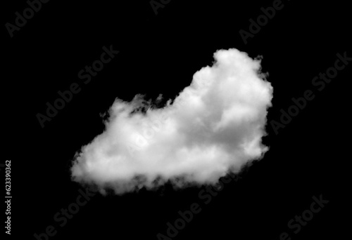 Set of white clouds or fog for design isolated on black background.