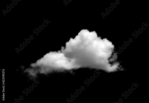 Set of white clouds or fog for design isolated on black background.