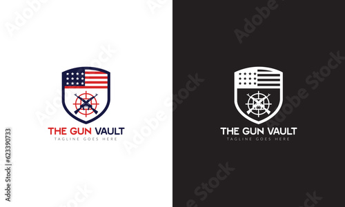 the gun vault logo, gun logo, badge logo