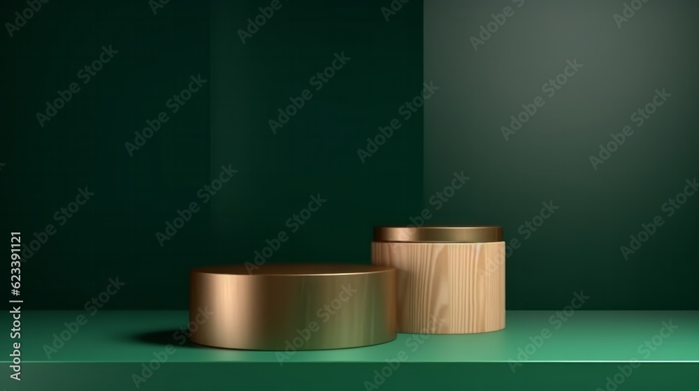 Professional Standy Sample wooden cylinder shape form product display mockup exhibit template ...