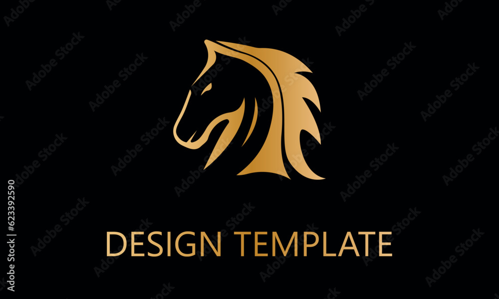 horse neck with hair vector logo template