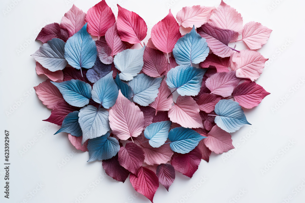 Obraz premium Autumn colourful leaves arrange in a heart