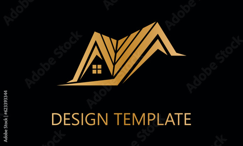 home metal roofing structure vector logo template