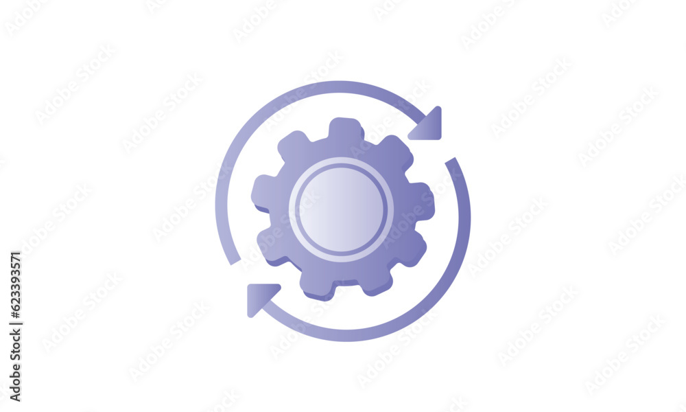Gears with new processing sign icon update, cycle, arrow processing concept can be used for topics like refresh, recycle, reload.Vector Design Illustration. Gears with new processing sign icon update, cycle, arrow processing concept can be used for topics like refresh, recycle, reload.Vector Design Illustration.