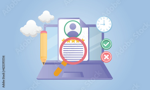 Human resource management and job interview employment concept, recruitment agency.Vector Design Illustration.