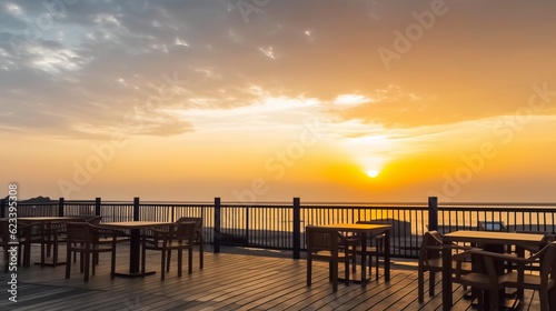home interior design concept house beautiful balcony terrace with armchiar with background of sky sunset wonderful nature scenery landscape generative ai