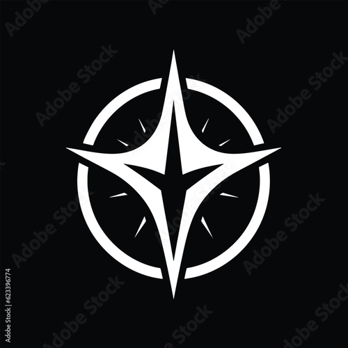 Star design in circle, icon, vector illustration isolated
