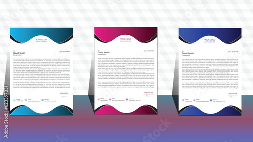 business template. set of three letterhead. business letterhead design. corporate modern letterhead template. professional letter head design. office letterhead design .