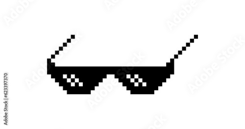 Pixel art glasses, cool cartoon glasses for video games, video animation footage, pixel art 8 bit