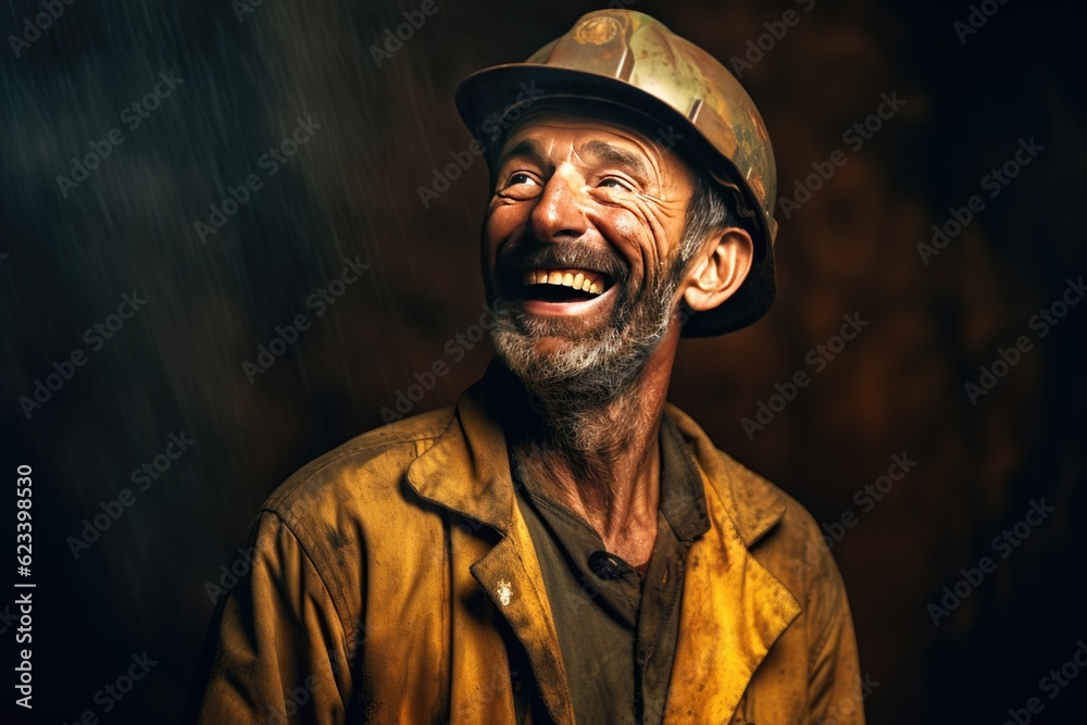 Happy of gold mine workers in gold mine. Generate Ai Happy of gold mine workers in gold mine. Generate Ai