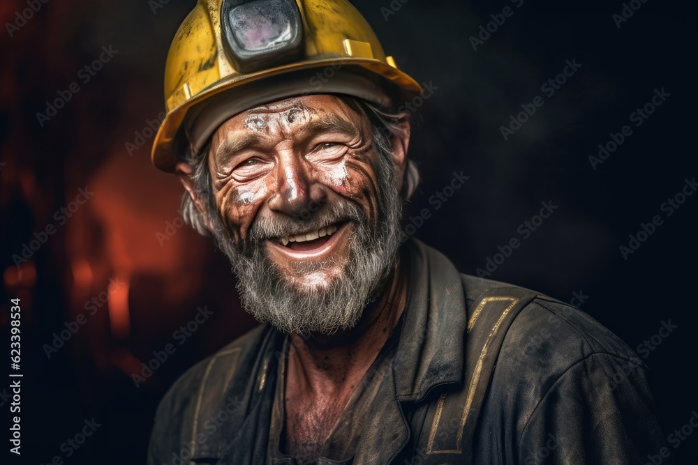 Fototapeta premium Happy of gold mine workers in gold mine. Generate Ai