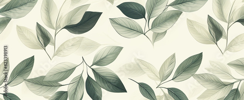 An elegant pattern of leaves that is both intricate and understated as background banner. © Kosal