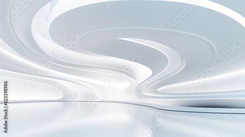 white complex design with curved structure in white background