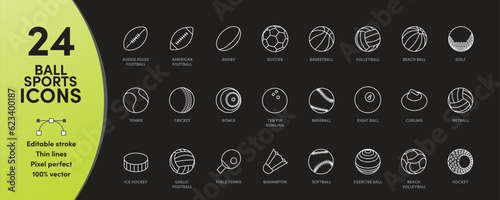 Canvas Print Ball Sports Icon Set with editable stroke