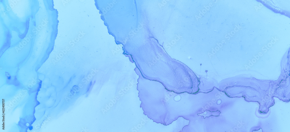 Pastel Flow Splash. Blue Watercolor Paint