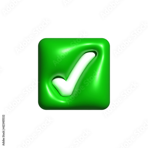 Approved sign 3d check Mark icon 3d rendering checkmark sign icon 