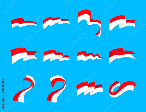 Indonesian Flag Design Collection Set