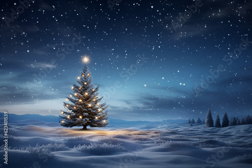 christmas tree in snow © alphazero