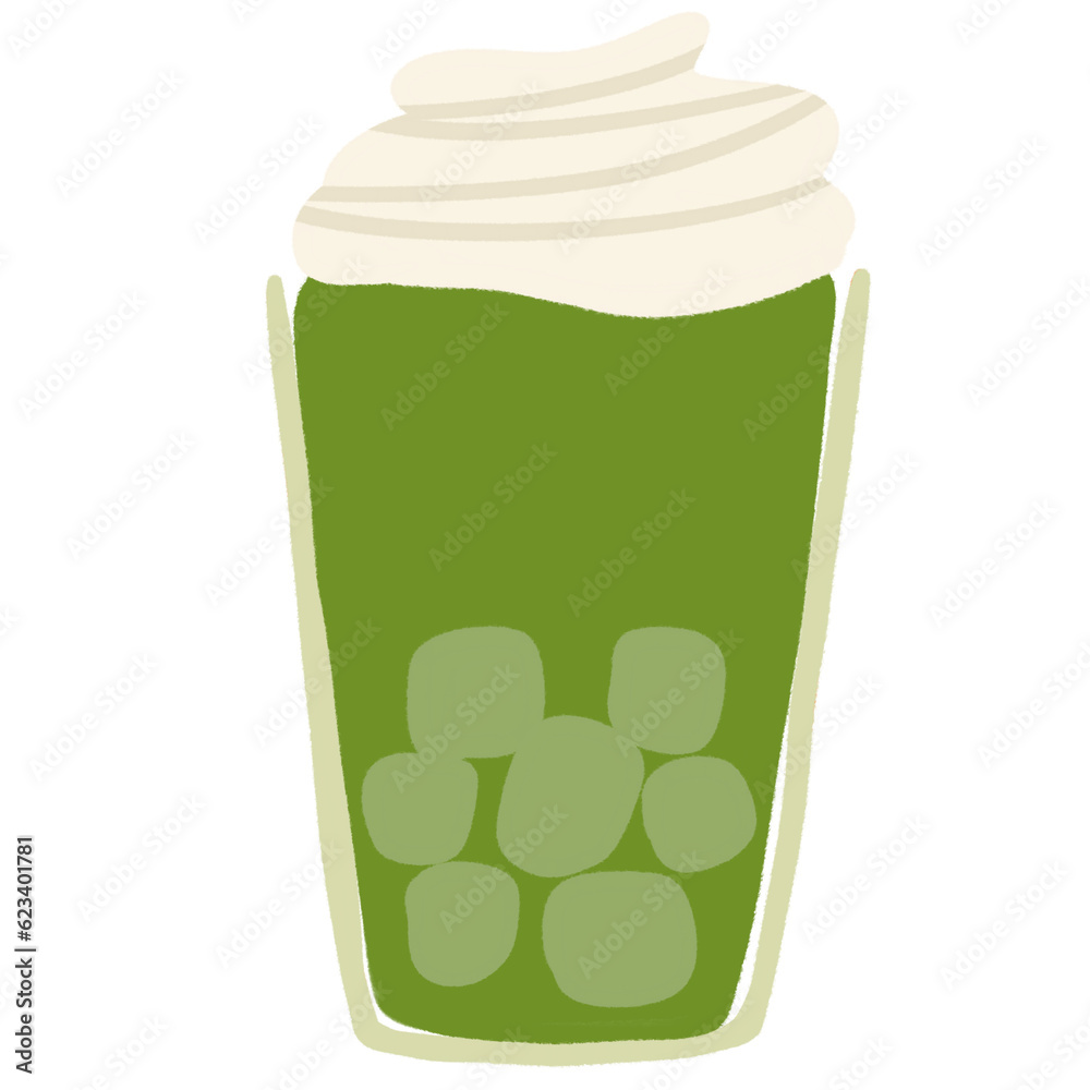 Illustration of Matcha Green Tea Dessert, Bread and Cake Illustration of Matcha Green Tea Dessert, Bread and Cake