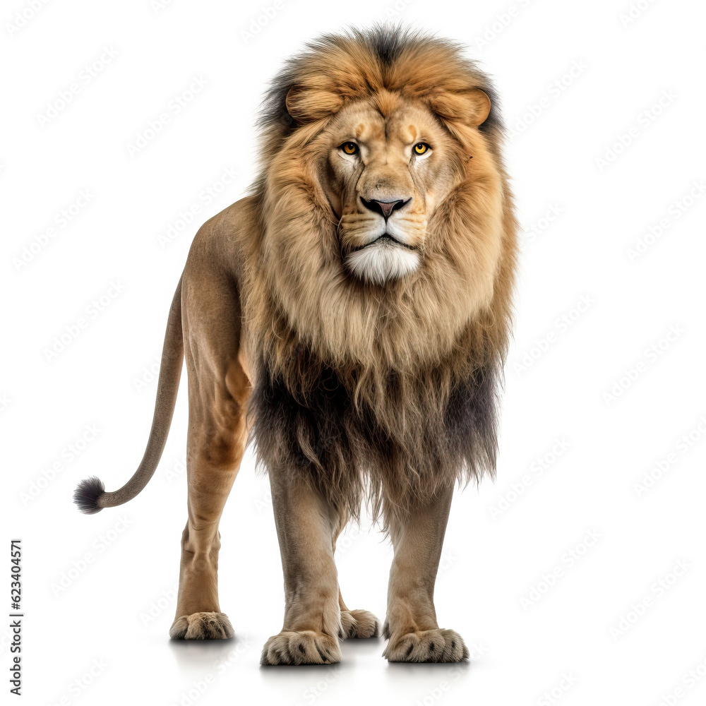 male lion isolated white background Created with GenAI Software