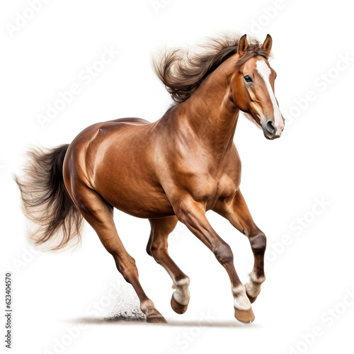 galloping horse isolated white background Created with GenAI Software