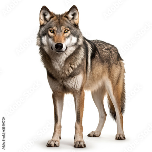 adult wolf isolated white background Created with GenAI Software