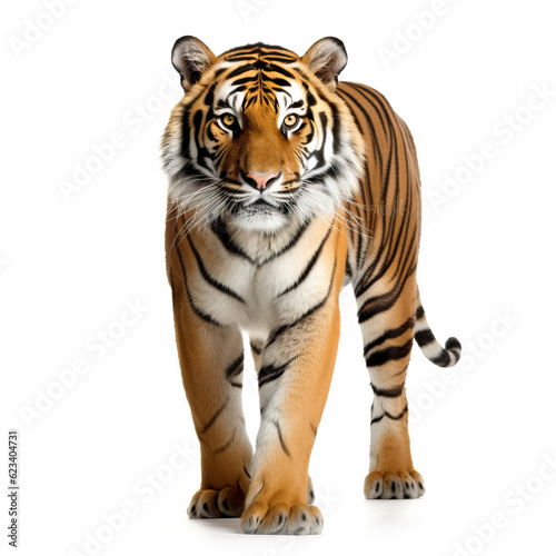 standing tiger isolated white background Created with GenAI Software © Rajko
