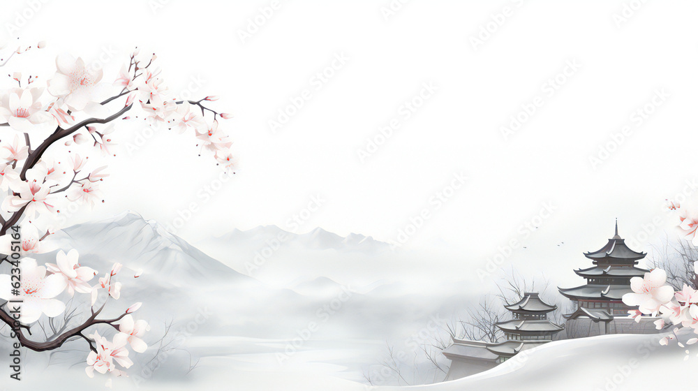 White Korean background. Generative AI. White Korean background. Generative AI.
