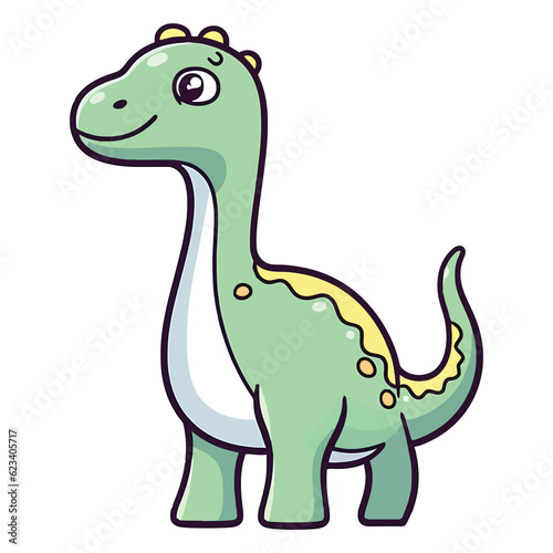 Playful Prehistoric Pal: Cute Apatosaurus Dinosaur Illustration © pisan