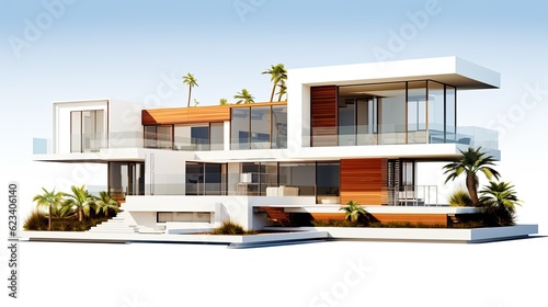 Graphical representation of a house with a modern architectural design, generative ai © Creative Station