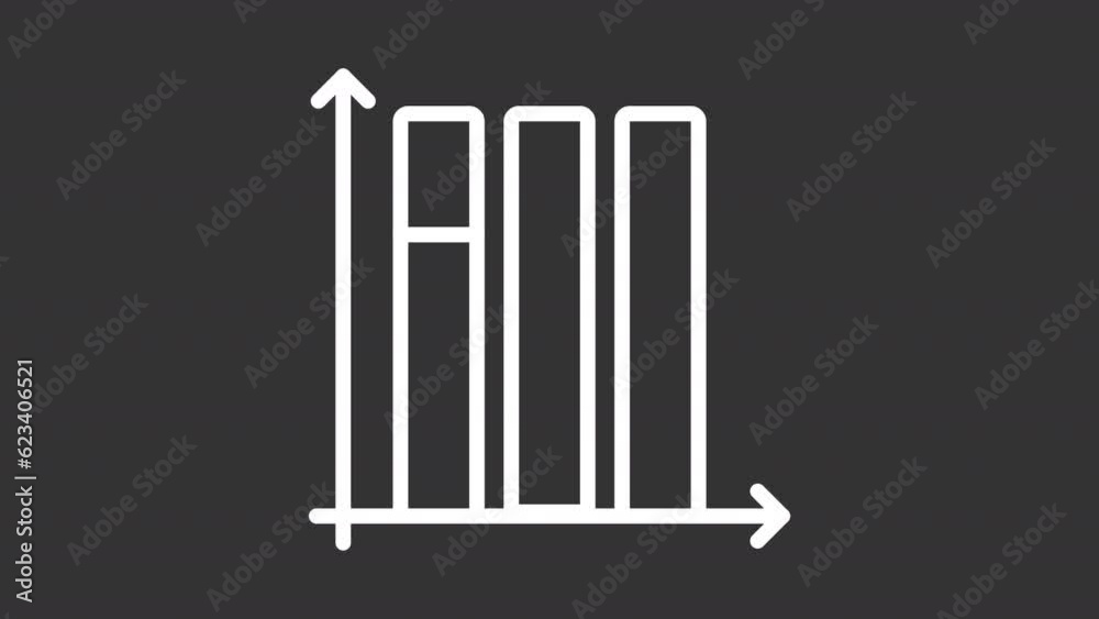 Animated column chart white icon. Vertical stacked bars line animation. Data management. Market research. Loop HD video with alpha channel, transparent background. Motion graphic design for night mode Animated column chart white icon. Vertical stacked bars line animation. Data management. Market research. Loop HD video with alpha channel, transparent background. Motion graphic design for night mode