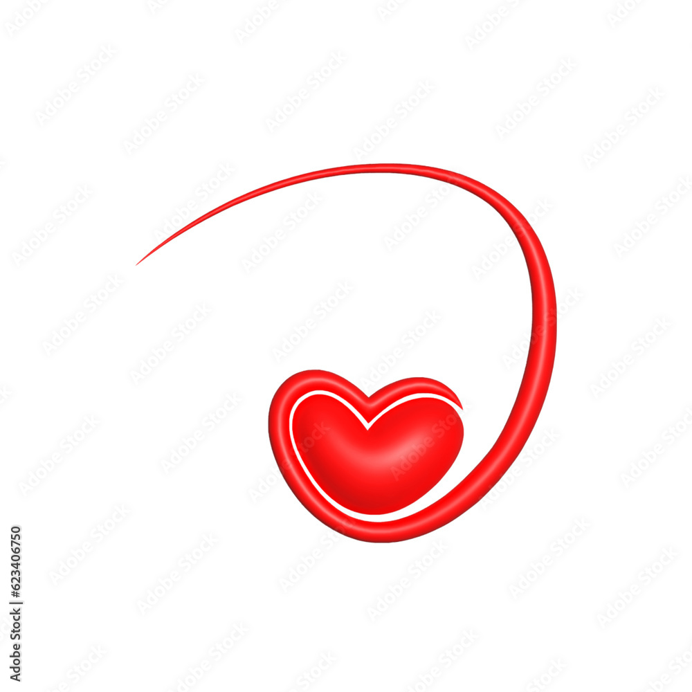 3d rendering Social Media Heart icon online social communication applications concept
