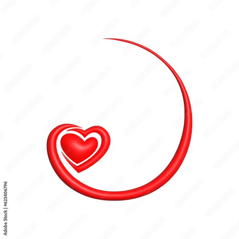 3d rendering Social Media Heart icon online social communication applications concept
