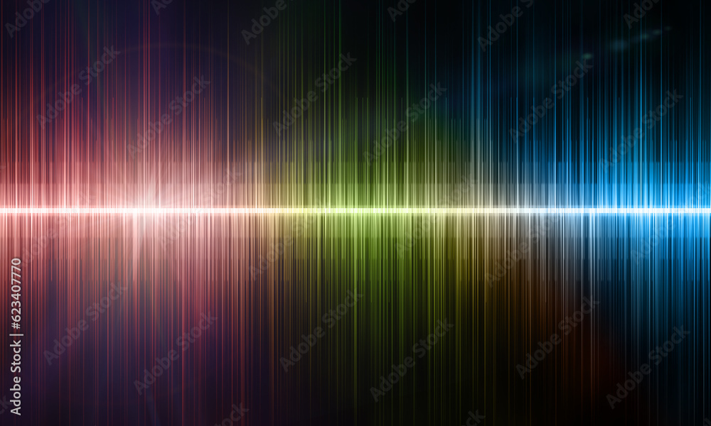 Colored sound waves on a black background