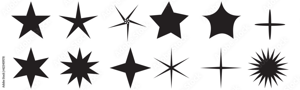 star icon set. vector isolated on Black star icon set. vector isolated on Black