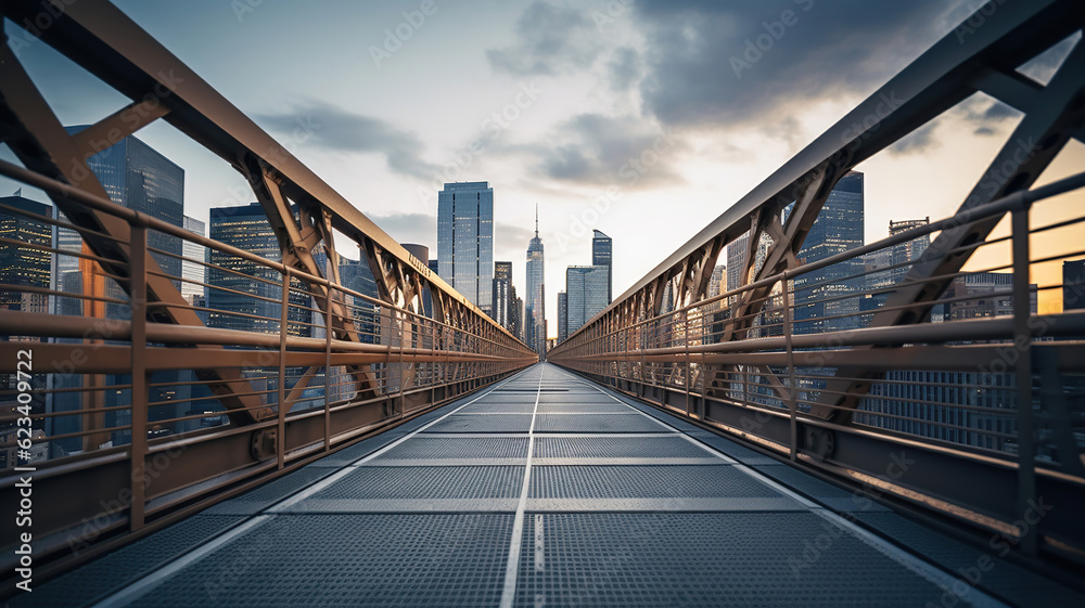 The Unique Perspective of a Bridge Connecting Skyscrapers