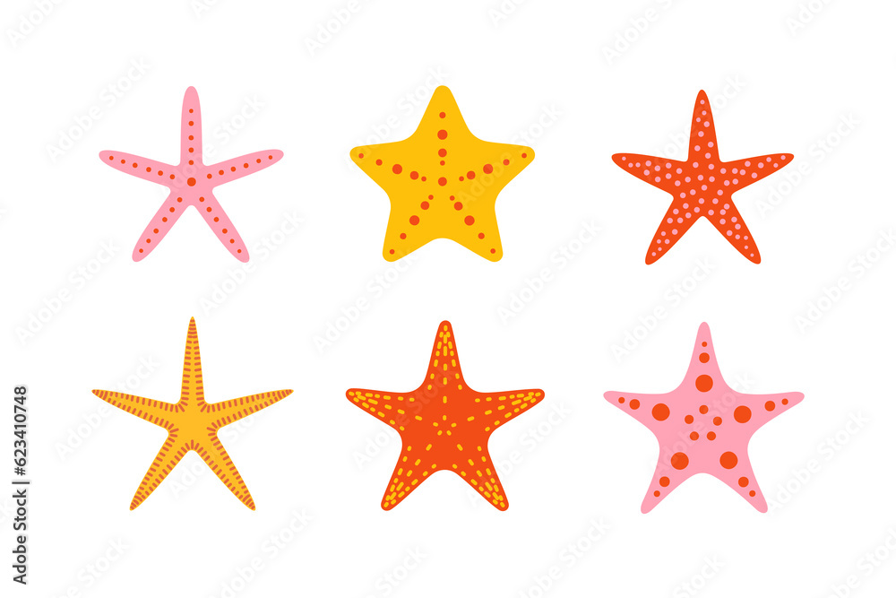 Cute illustration of starfish for summer design. Starfish design element isolated on white background.