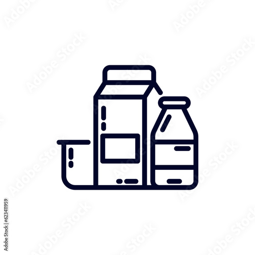 Dairy Farm Products Milk Pack Yogurt Sour Cream Minimal Flat Line Outline