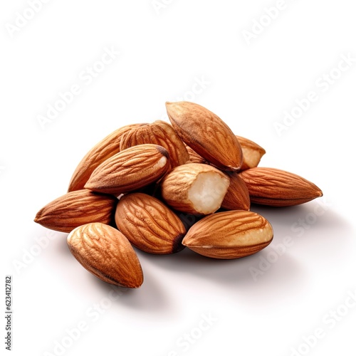 almonds on white background