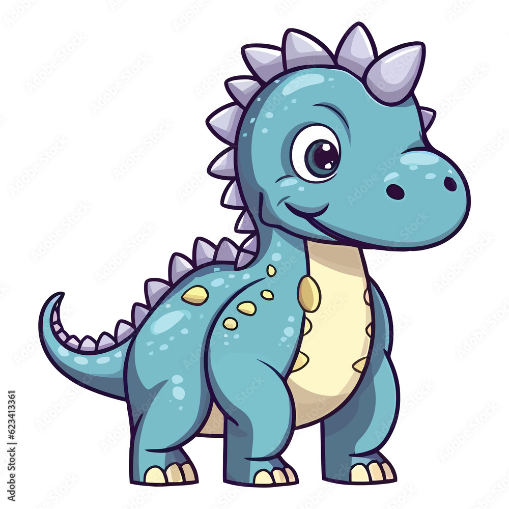 Ancient Cuteness: Adorable Iguanodon Dinosaur in a Whimsical 2D Illustration